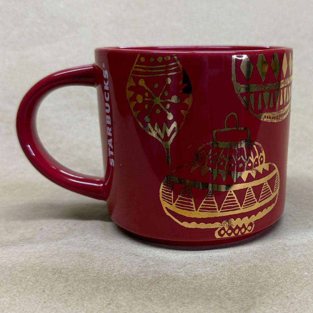 Starbucks Red with Gold Foil Ornaments Christmas Mug-2015